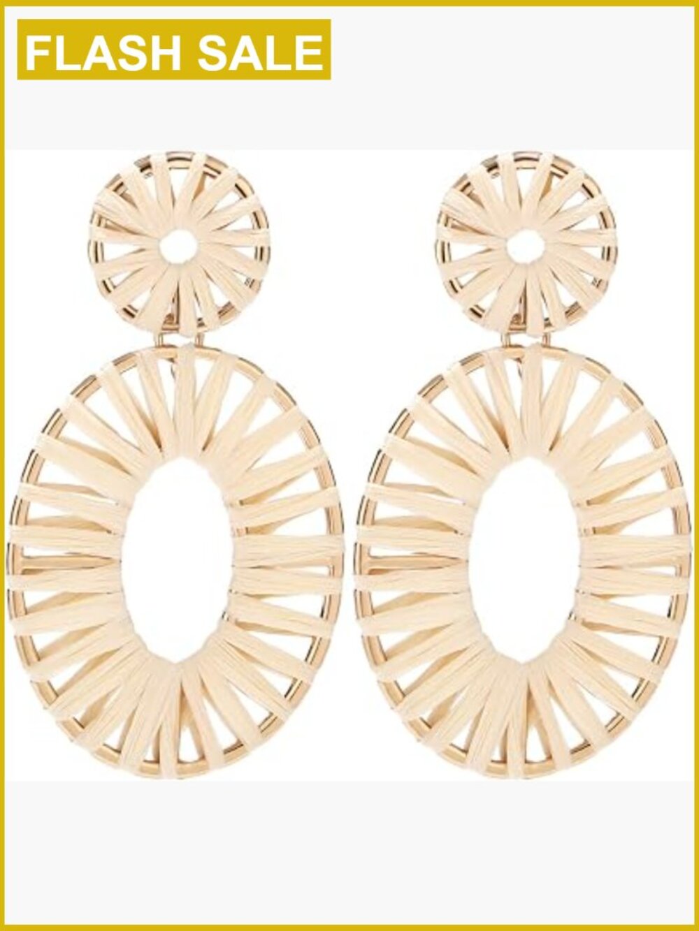 Raffia Tassel Hoop Drop Earrings Handmade Statement Jewelry